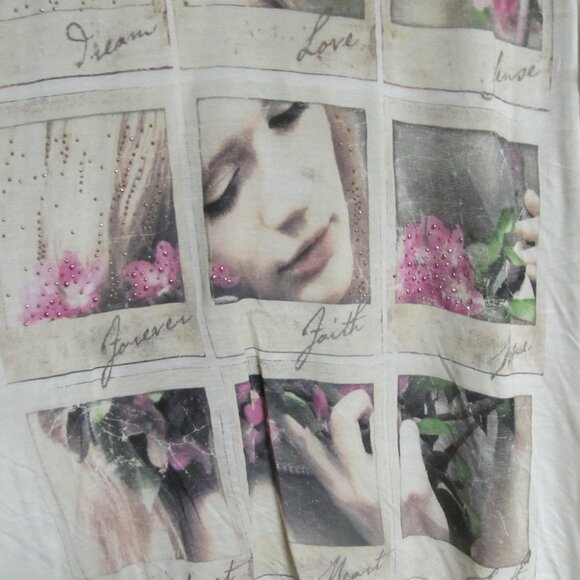 sz 2x White Blouse Open Back Flowy Womens tops sz 2x Plus Size Blouses Graphic - Picture 1 of 6